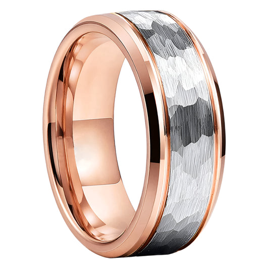 Hammered Tungsten Mens Ring