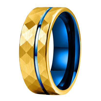 Hammered Tungsten Ring Gold