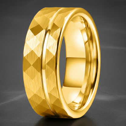 Hammered_Tungsten_Ring_Gold