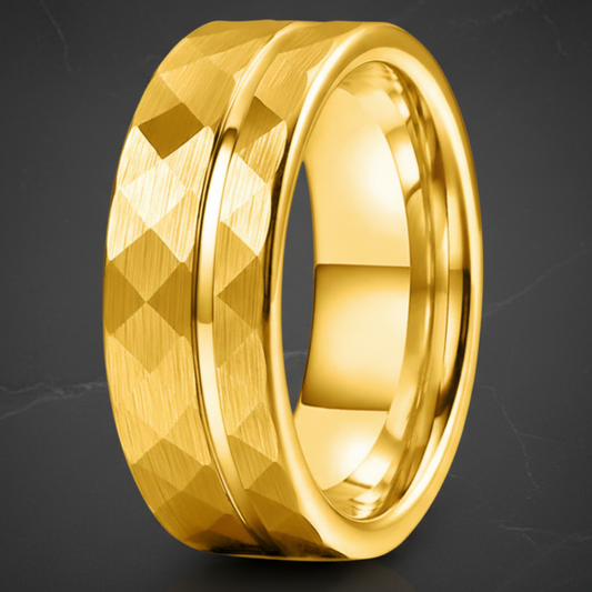 Hammered_Tungsten_Ring_Gold