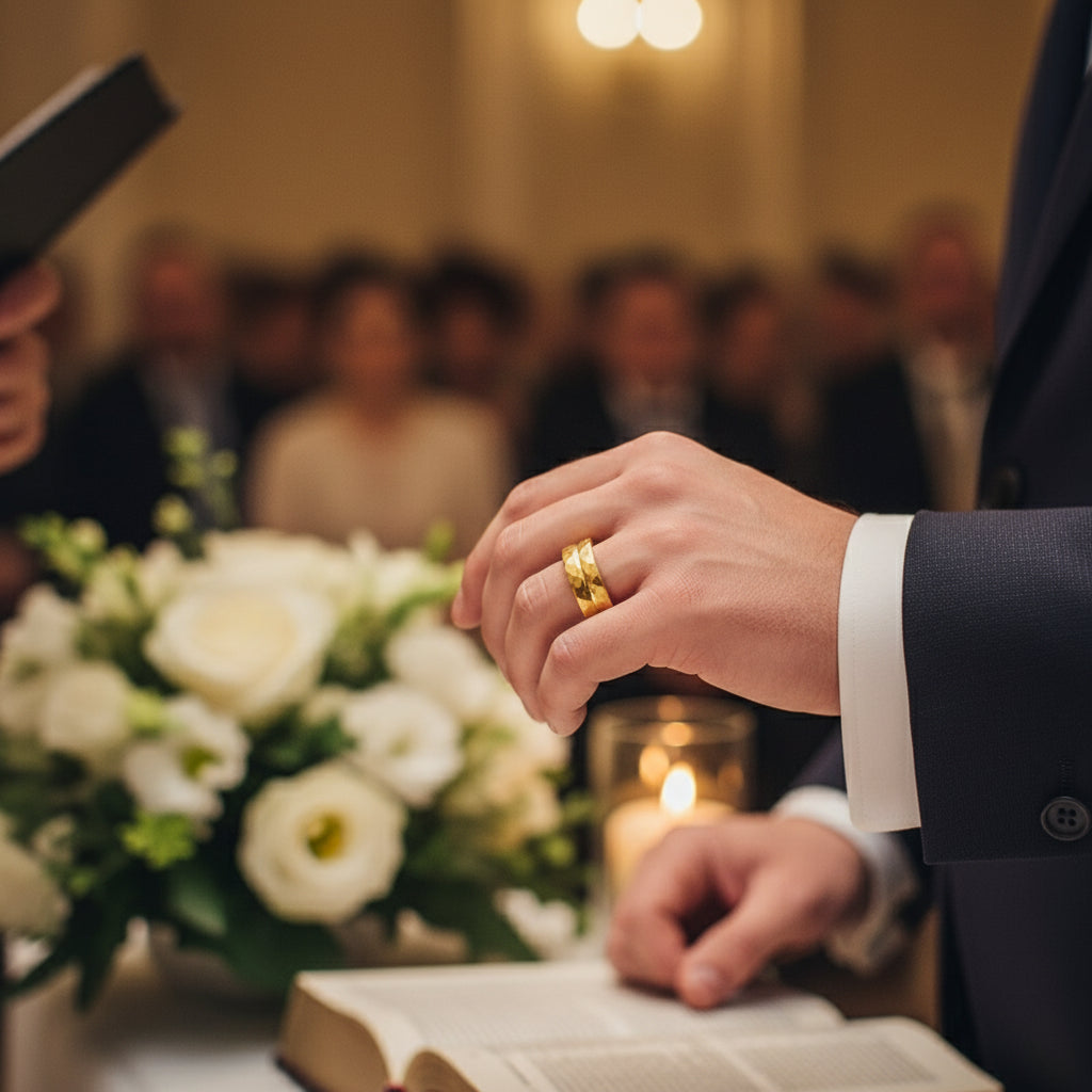 Hammered_Tungsten_Ring_Gold