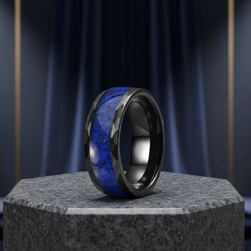 The Sovereign Oath-hammered tungsten band