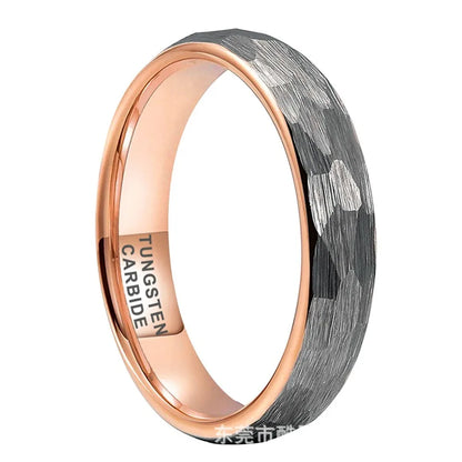 Hammered Two-Tone Tungsten Wedding Ring