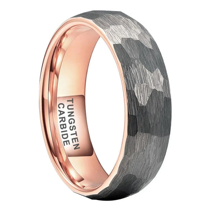 Hammered Two-Tone Tungsten Wedding Ring