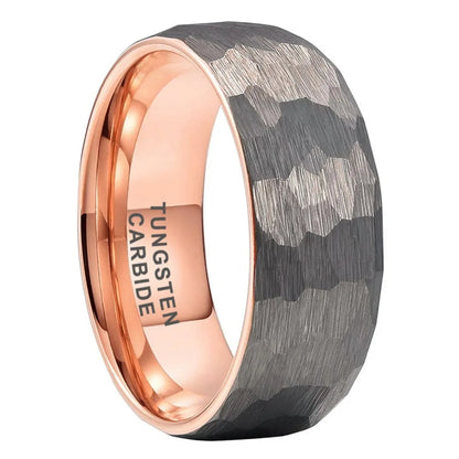 Hammered Two-Tone Tungsten Wedding Ring