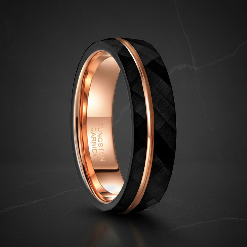 Black and rose gold ring