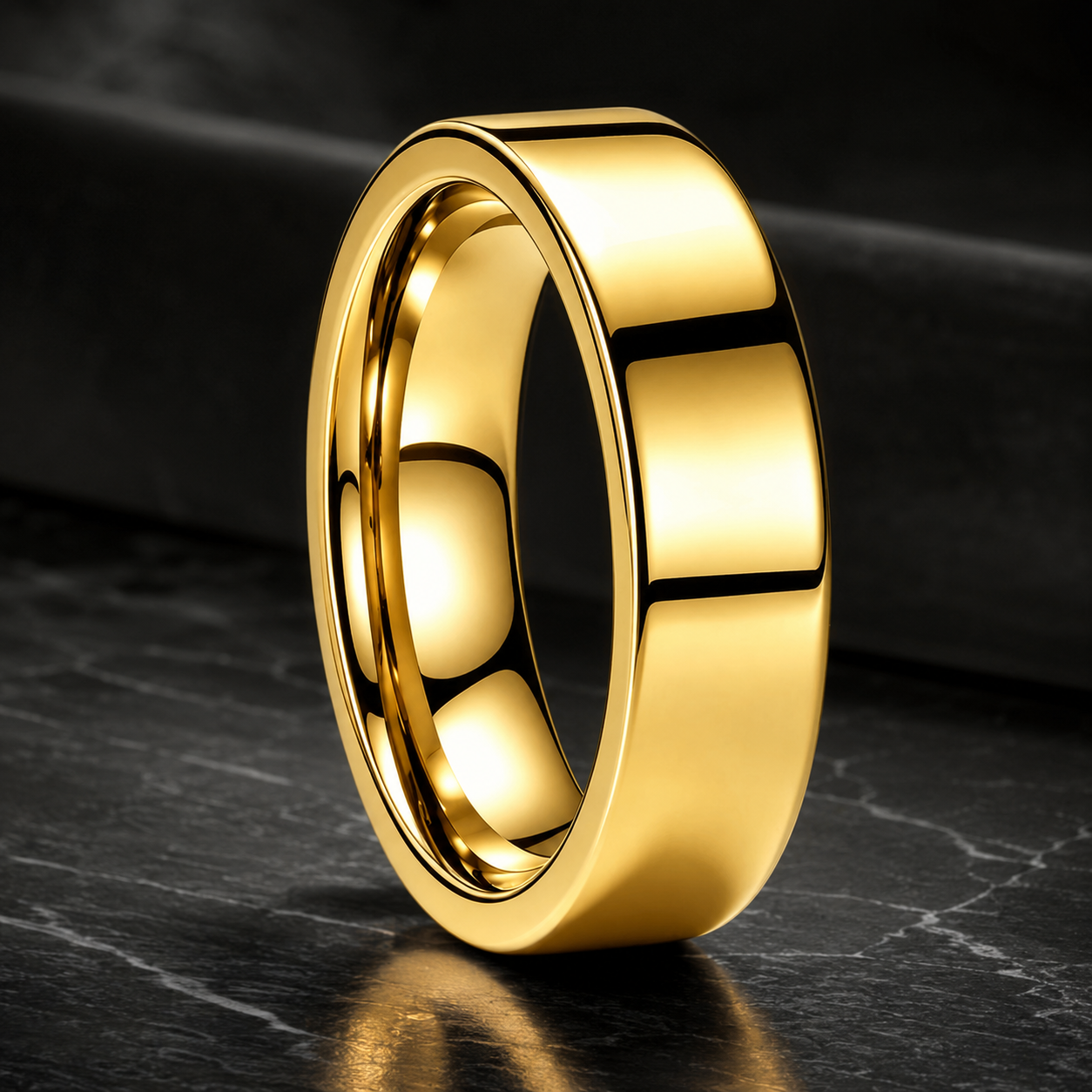 High Polished Flat Tungsten Wedding Band