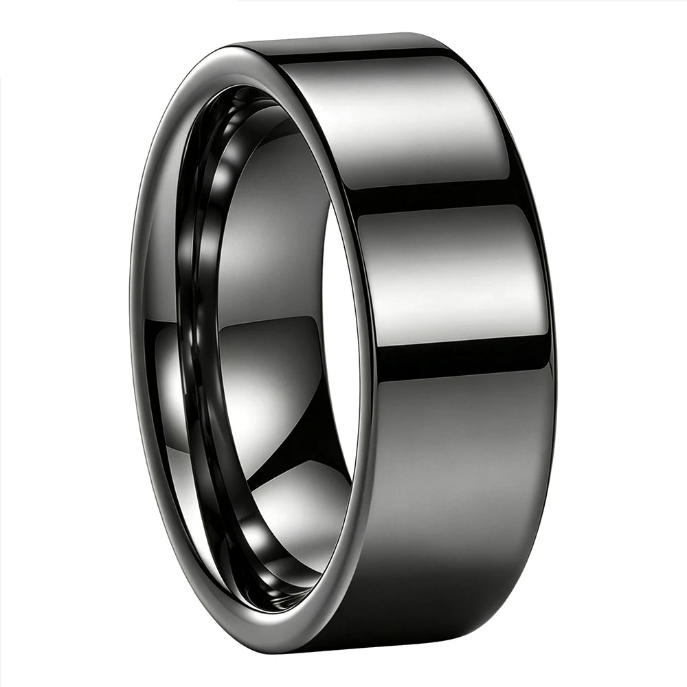 High Polished Flat Tungsten Wedding Band