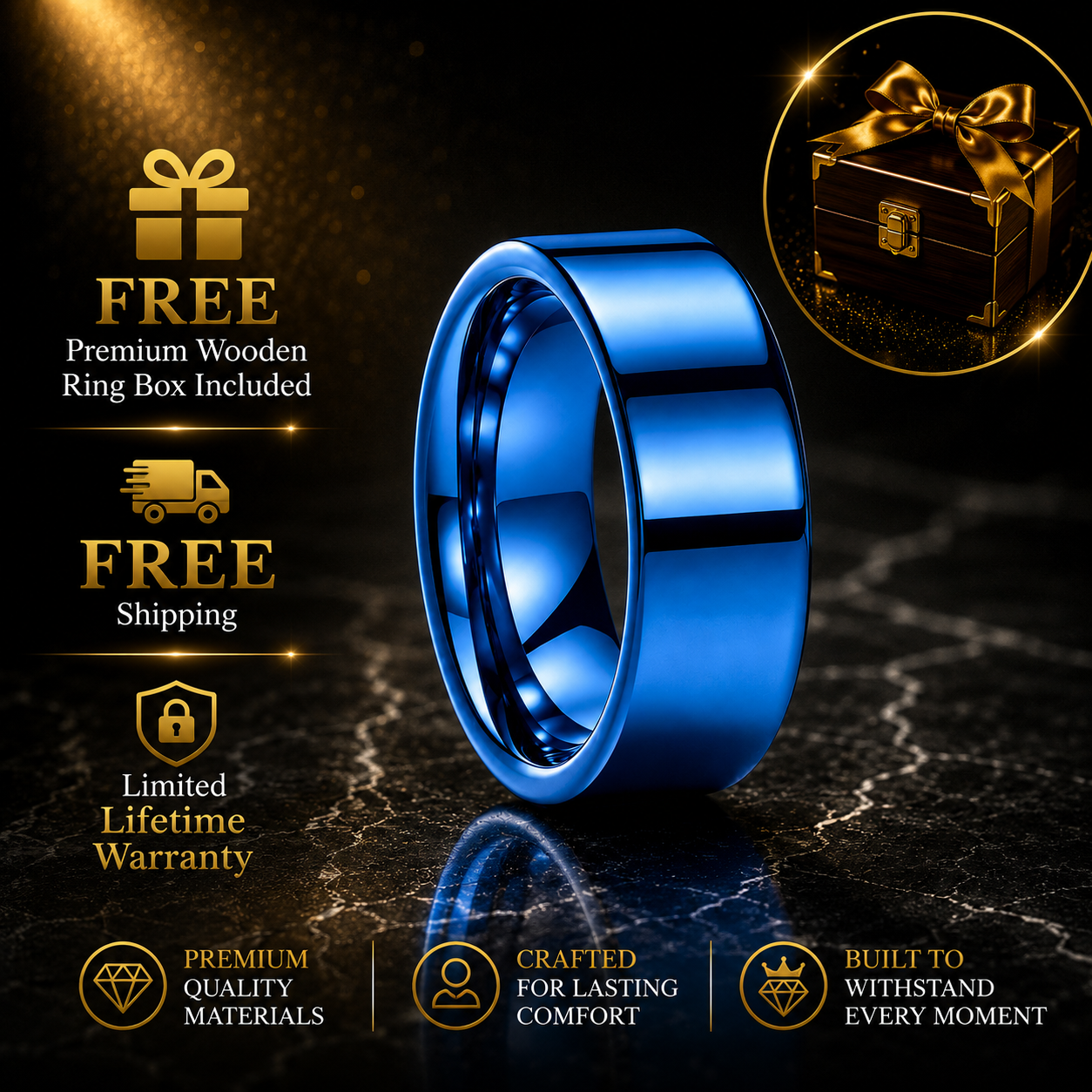 High Polished Flat Tungsten Wedding Band