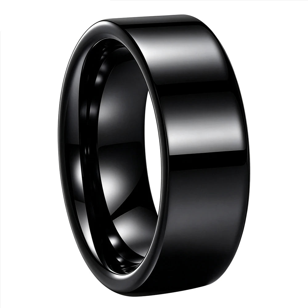 High Polished Flat Tungsten Wedding Band