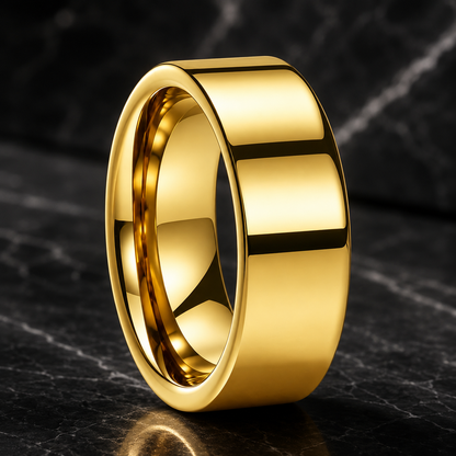 High Polished Flat Tungsten Wedding Band