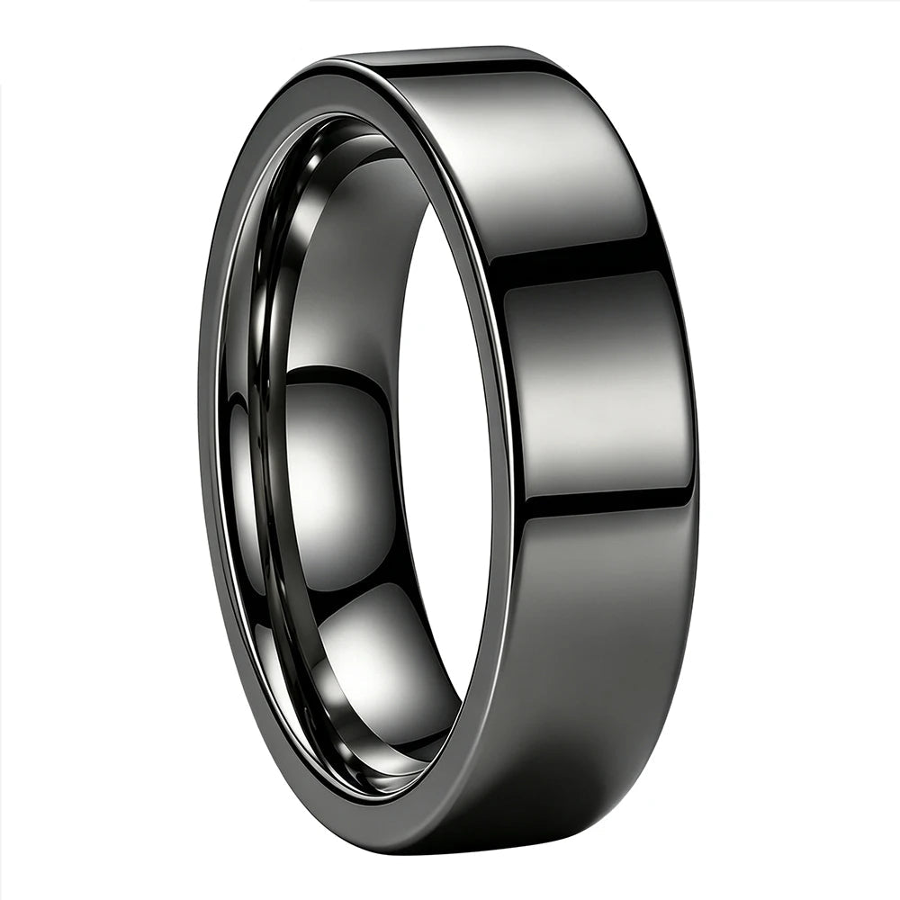 High Polished Flat Tungsten Wedding Band