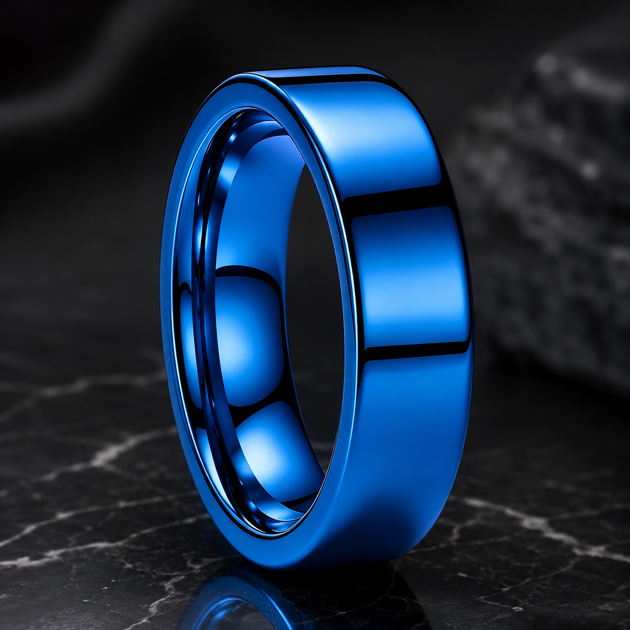 High Polished Flat Tungsten Wedding Band
