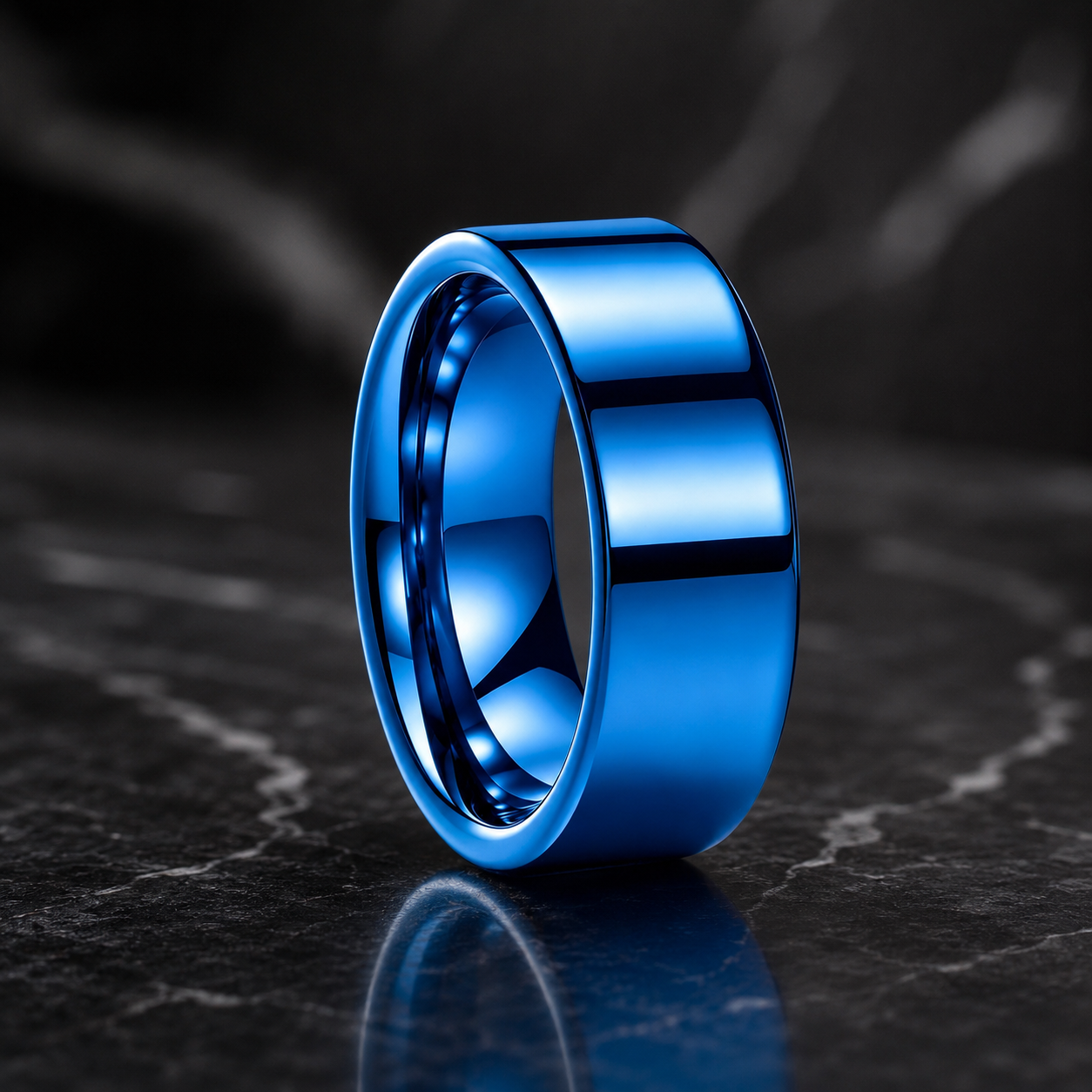 High Polished Flat Tungsten Wedding Band