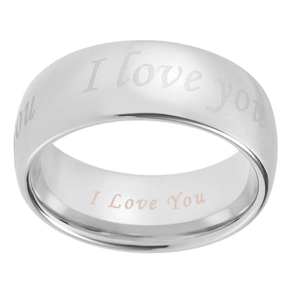 I Love You Engraved Tungsten Wedding Band