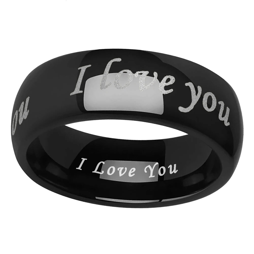 I Love You Engraved Tungsten Wedding Band