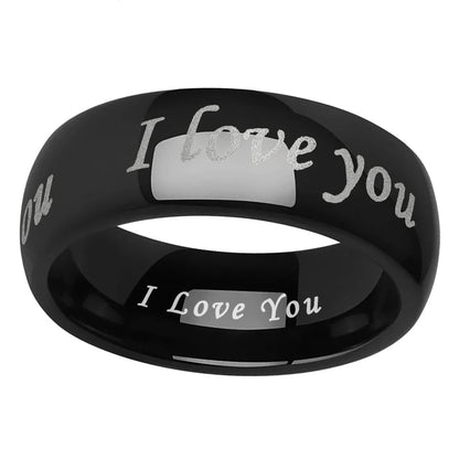 I Love You Engraved Tungsten Wedding Band