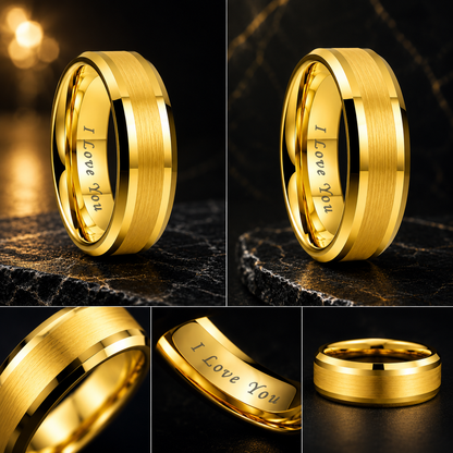  I Love You Gold Tungsten Ring