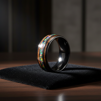 Inlaid Hawaiian Koa Wood Tungsten Ring