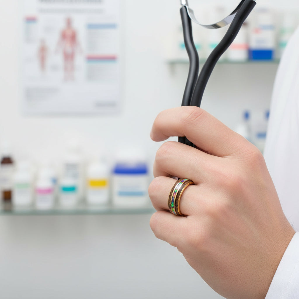 Inlaid Hawaiian Koa Wood Tungsten Ring