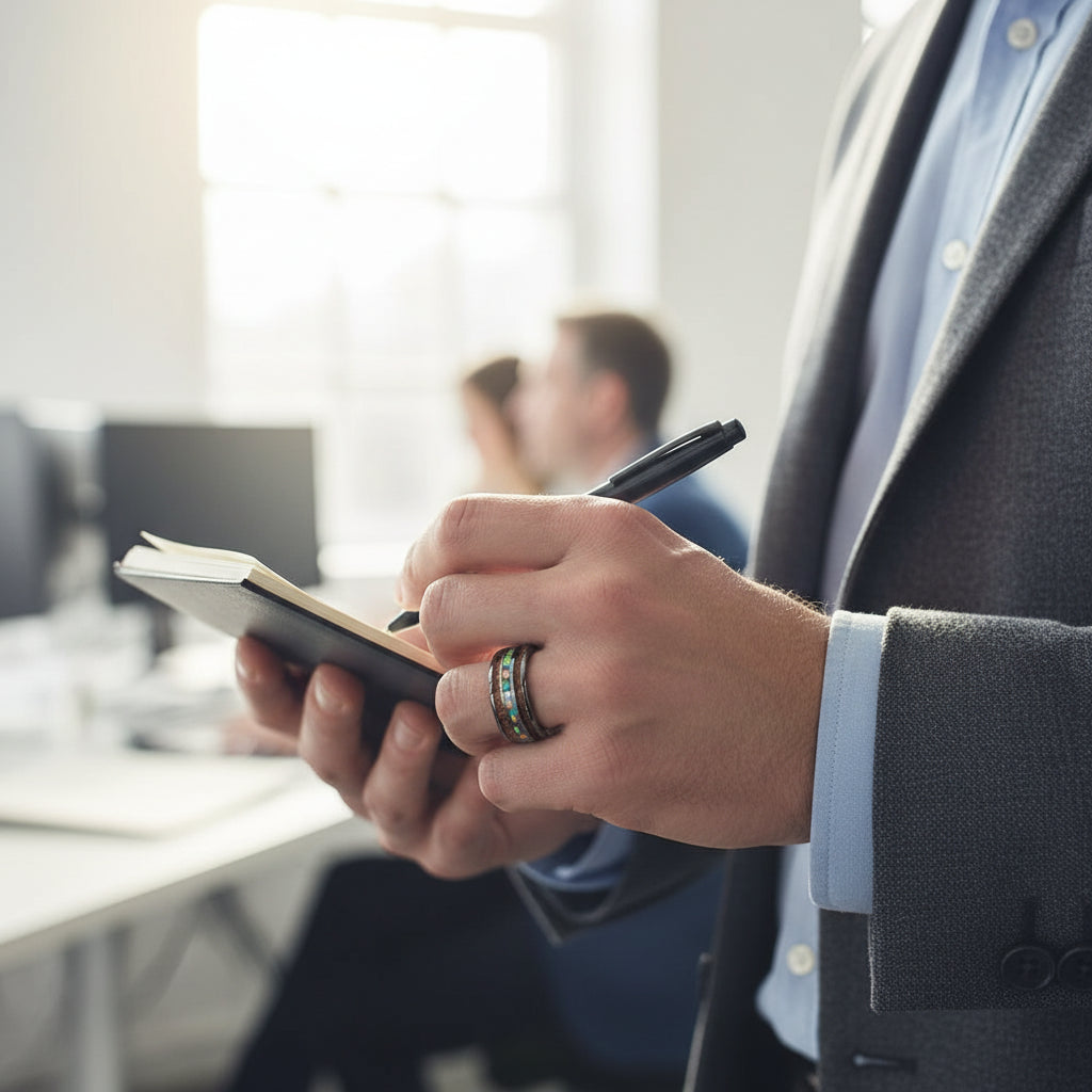 Inlaid Hawaiian Koa Wood Tungsten Ring