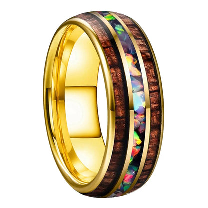 Inlaid Hawaiian Koa Wood Tungsten Ring
