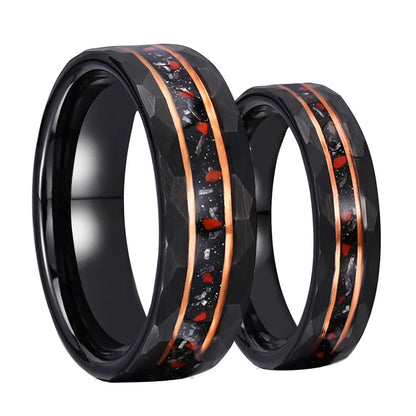 Iron Grit Inlaid Tungsten Ring