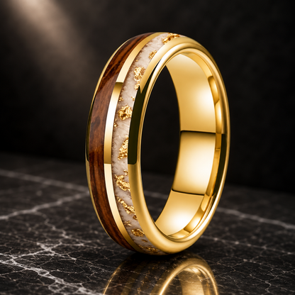 Koa Tungsten Hawaiian Wedding Ring