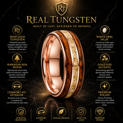 Koa Tungsten Hawaiian Wedding Ring