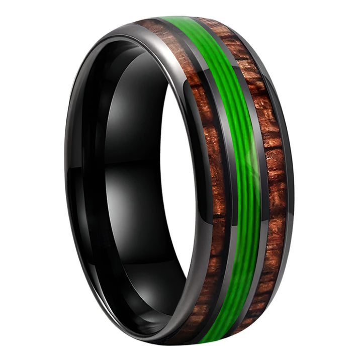 Koa Tungsten Hawaiian Wedding Ring