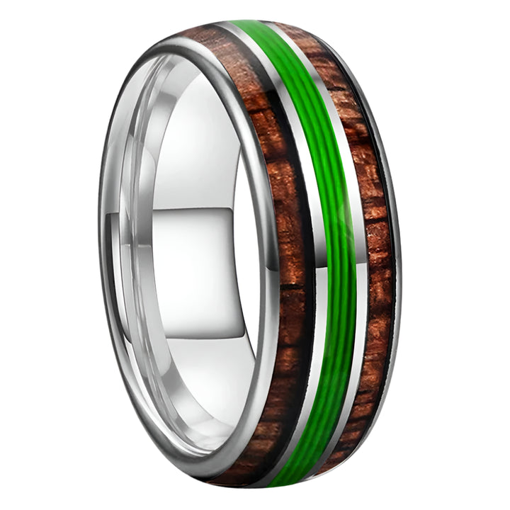 Koa Tungsten Hawaiian Wedding Ring