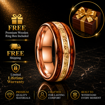 Koa Tungsten Hawaiian Wedding Ring