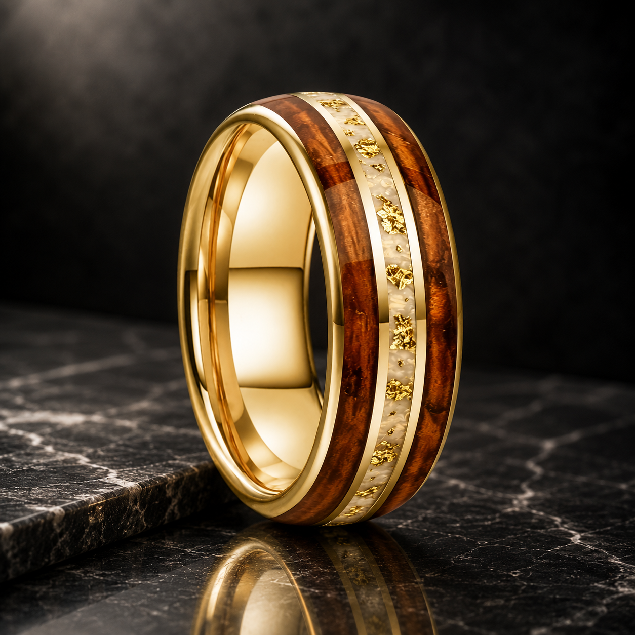 Koa Tungsten Hawaiian Wedding Ring