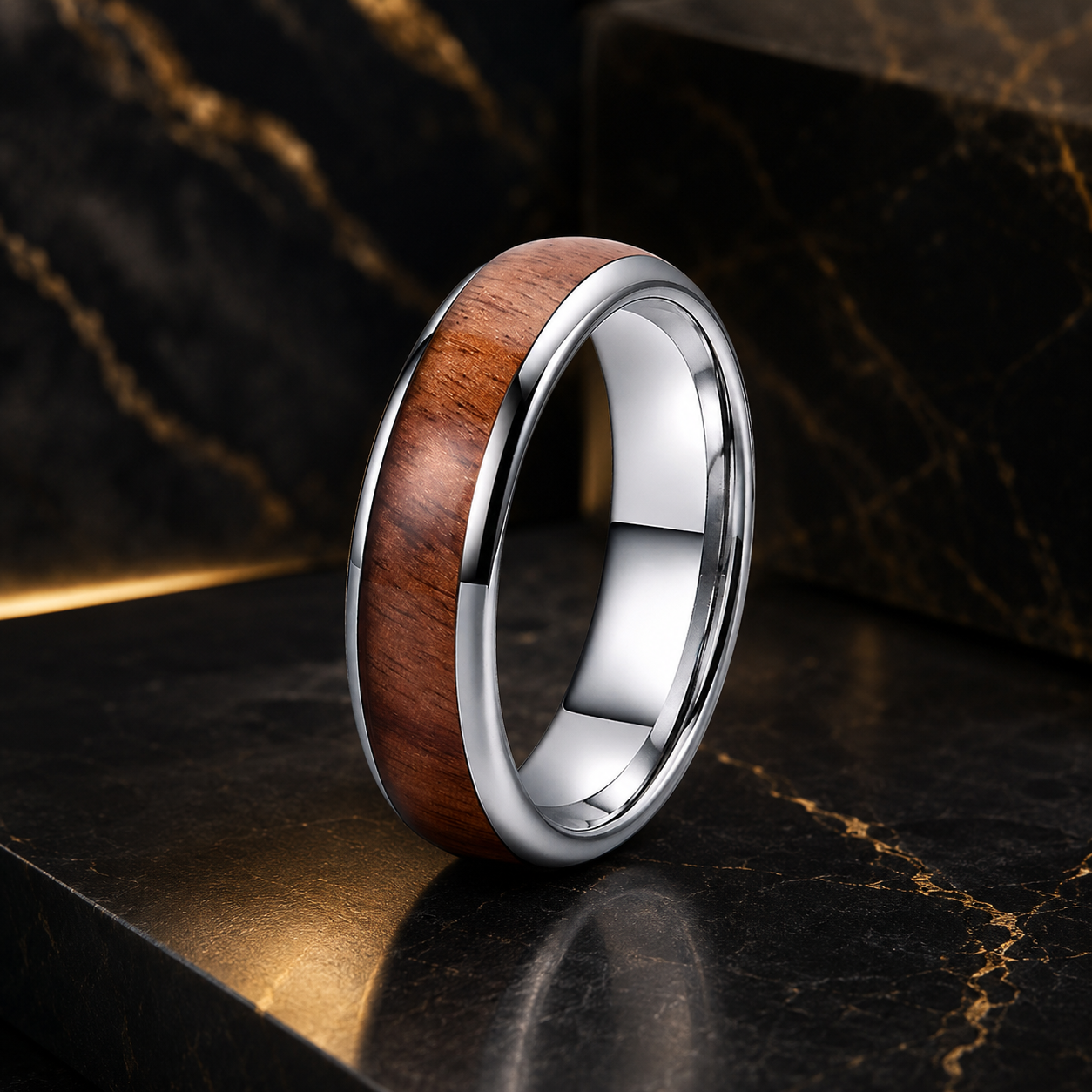 Koa Wood Tungsten Wedding Ring
