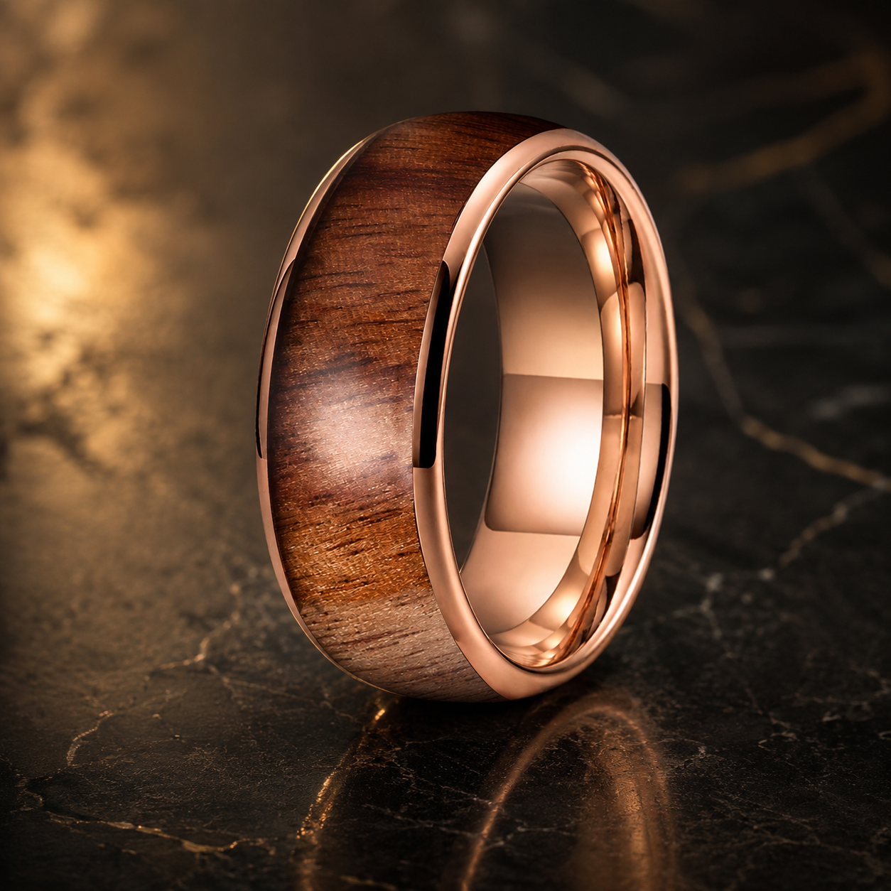 Koa Wood Tungsten Ring