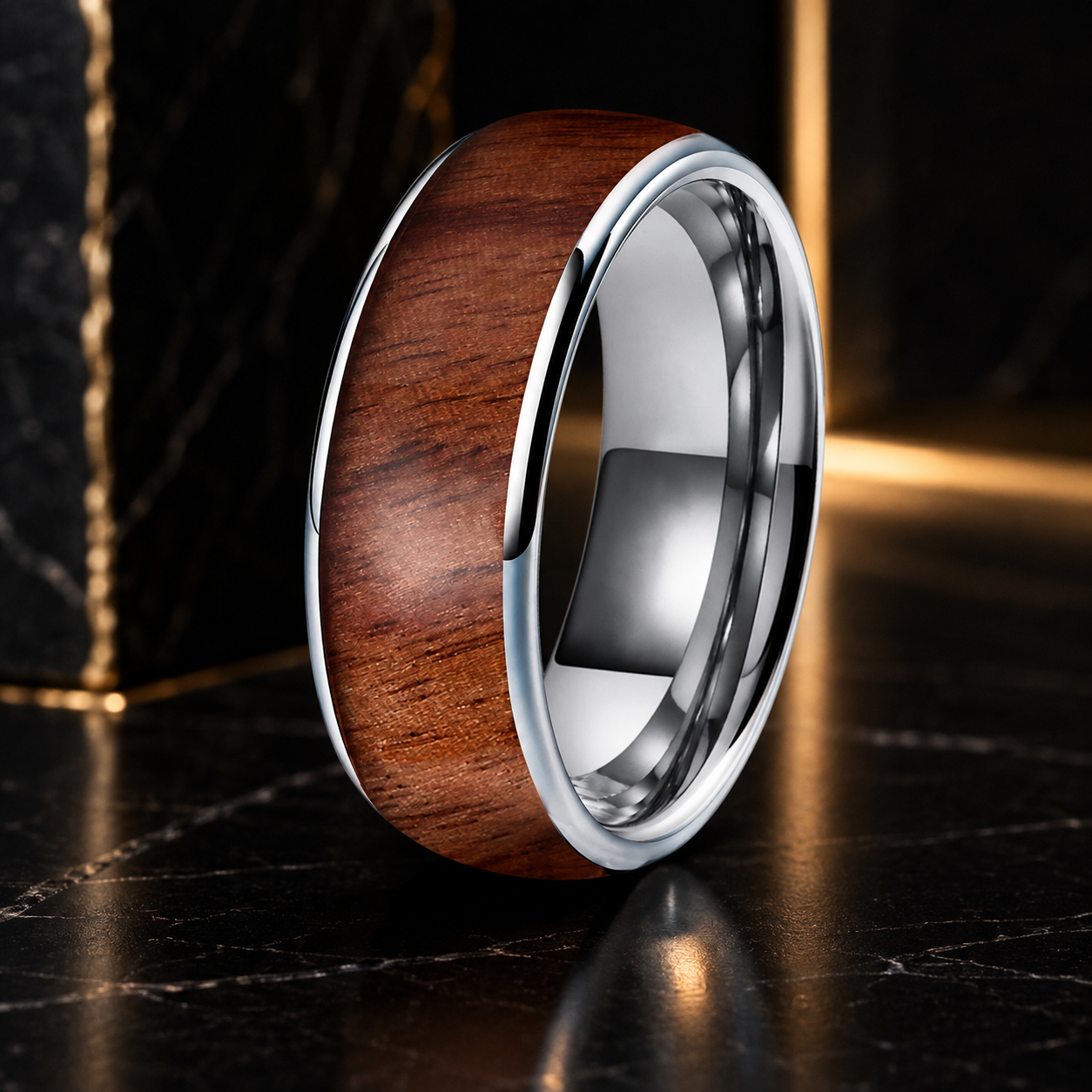 Koa Wood Tungsten Wedding Ring