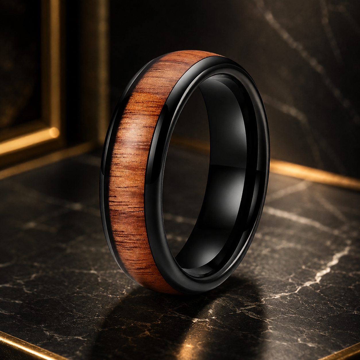 Koa Wood Tungsten Wedding Ring