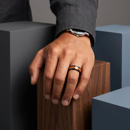 Koa Wood Tungsten Wedding Ring