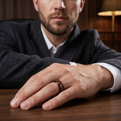 Koa Wood Tungsten Ring