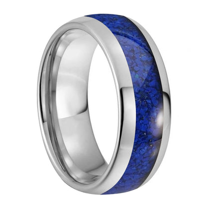 Lapis Lazuli Inlay Tungsten Wedding Band