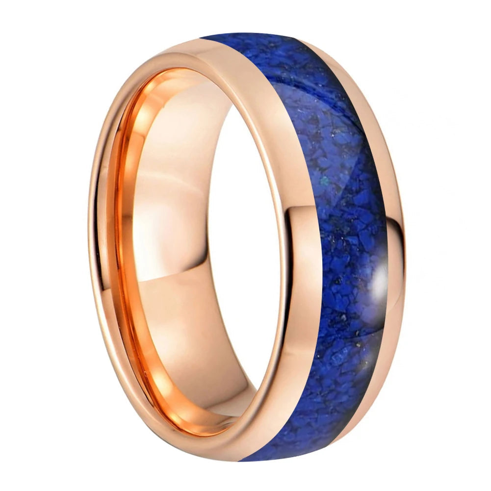 Lapis Lazuli Inlay Tungsten Wedding Band