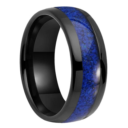 Lapis Lazuli Inlay Tungsten Wedding Band