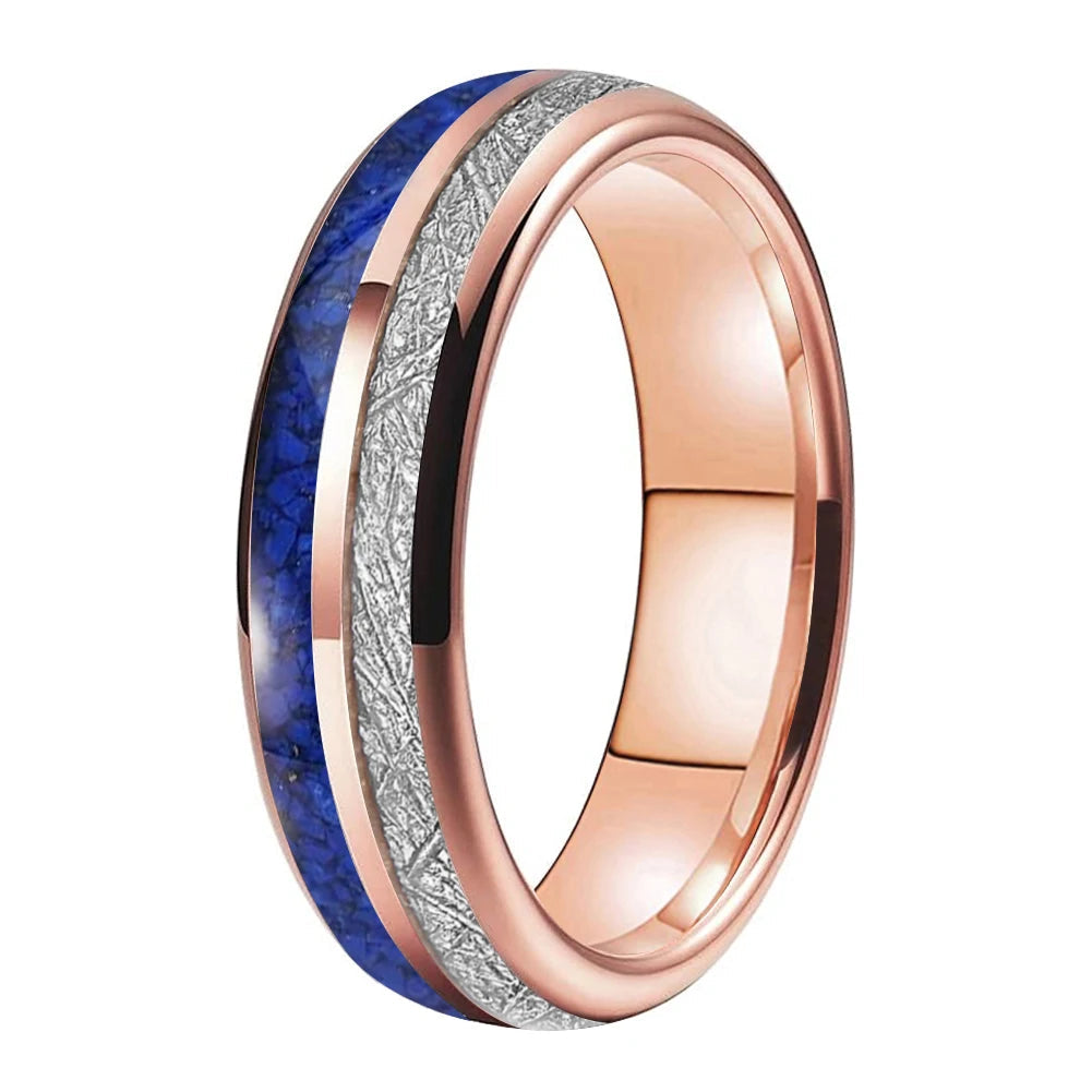 6mm Lapis Lazuli Meteorite Tungsten Ring