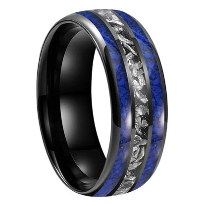 Lapis Lazuli & Meteorite Tungsten Wedding Band