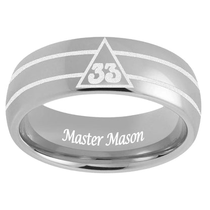 Laser-Engraved 33° Masonic Tungsten Ring