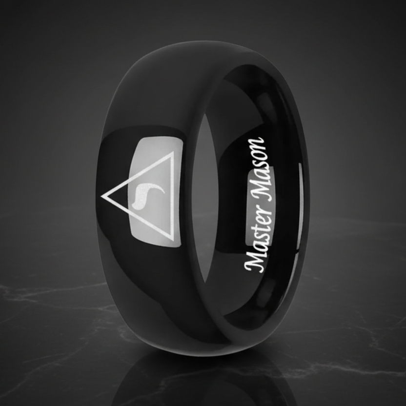 Laser-Engraved 14° Master Mason Tungsten Ring
