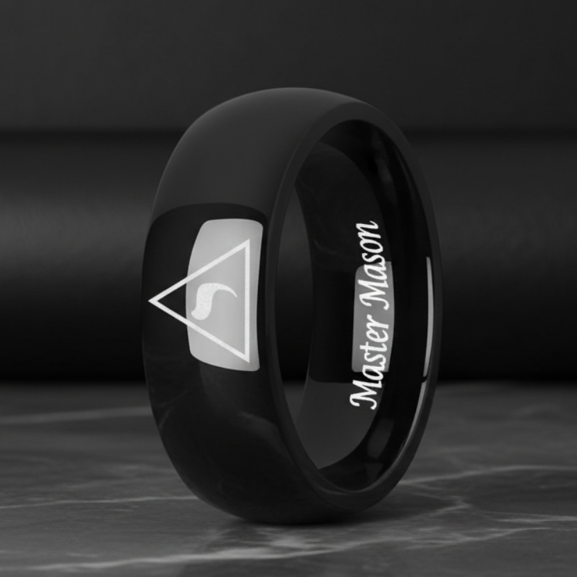 Laser-Engraved 14° Master Mason Tungsten Ring