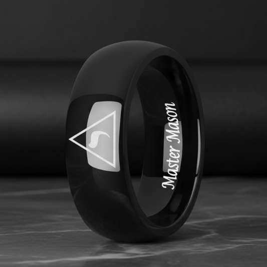 Laser-Engraved 14° Master Mason Tungsten Ring