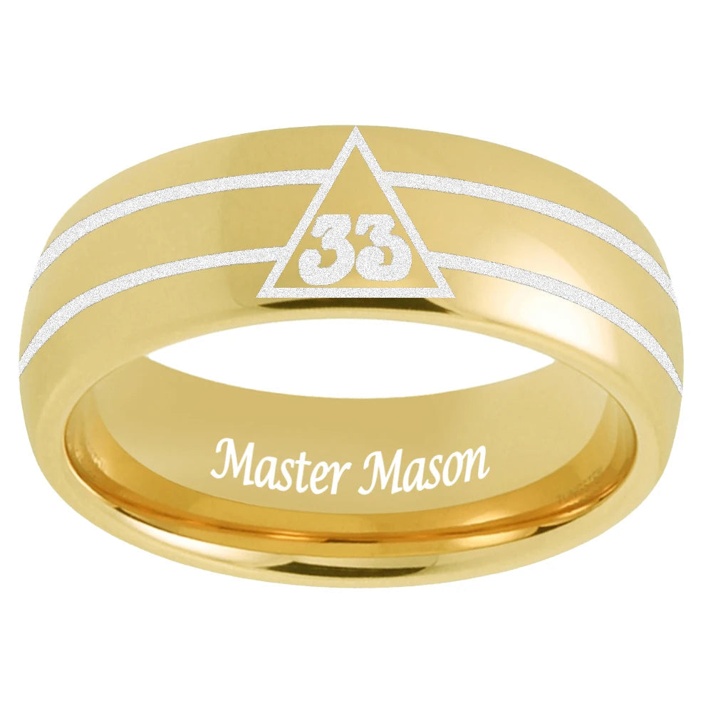 Laser-Engraved 33° Masonic Tungsten Ring