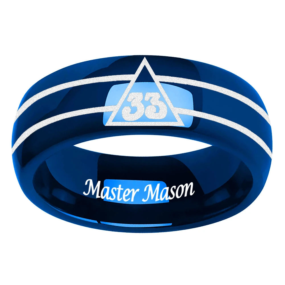 Laser-Engraved 33° Masonic Tungsten Ring